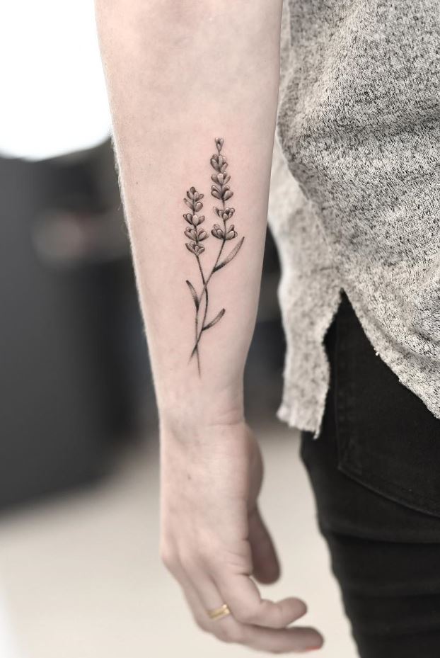 Black & Gray Lavender Tattoo - TattManiaTattMania