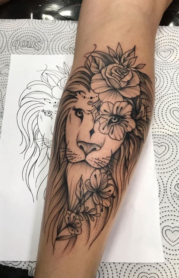 Flowers 🌸 & 🦁 Lion Tattoo #lion... - INKjection Tattoo Studio | Facebook