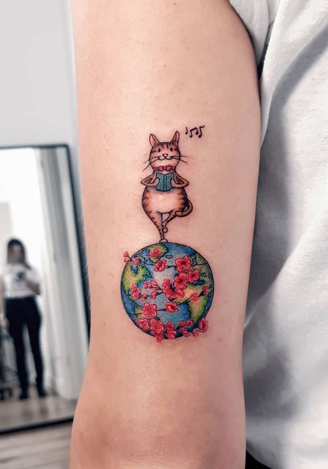 Cat On The World Tattoo