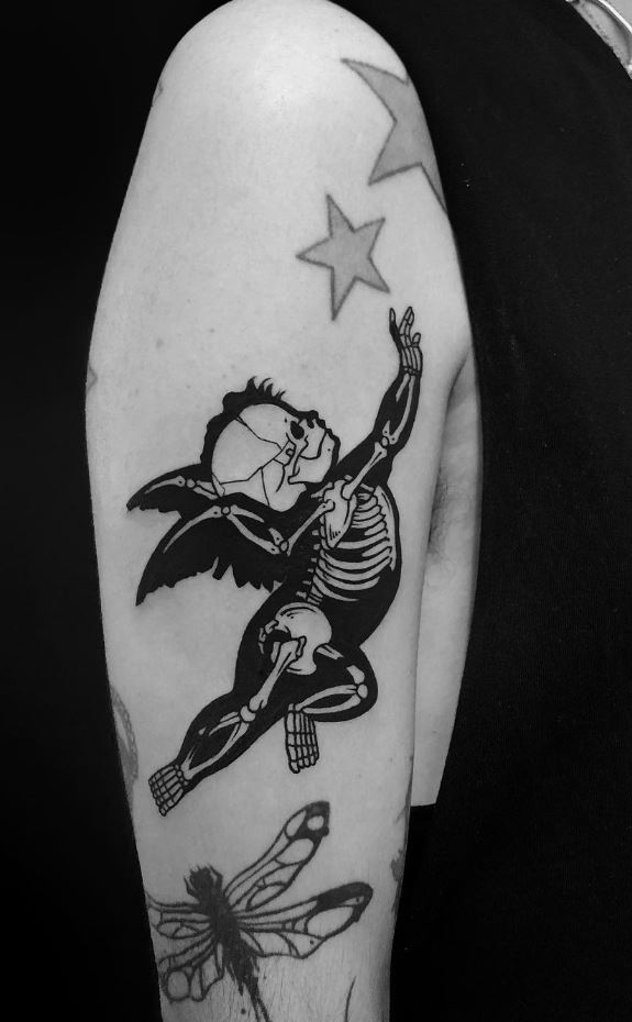 Skeleton bikini women Angel Devil dark demon leg tattoo  7th Samurai  Tattoos